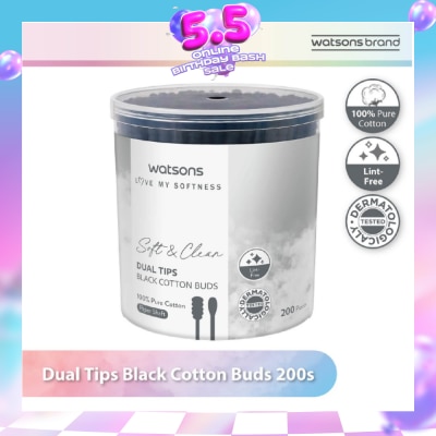 WATSONS - Dual Tips Black Cotton Buds (100% Pure Cotton) 200s