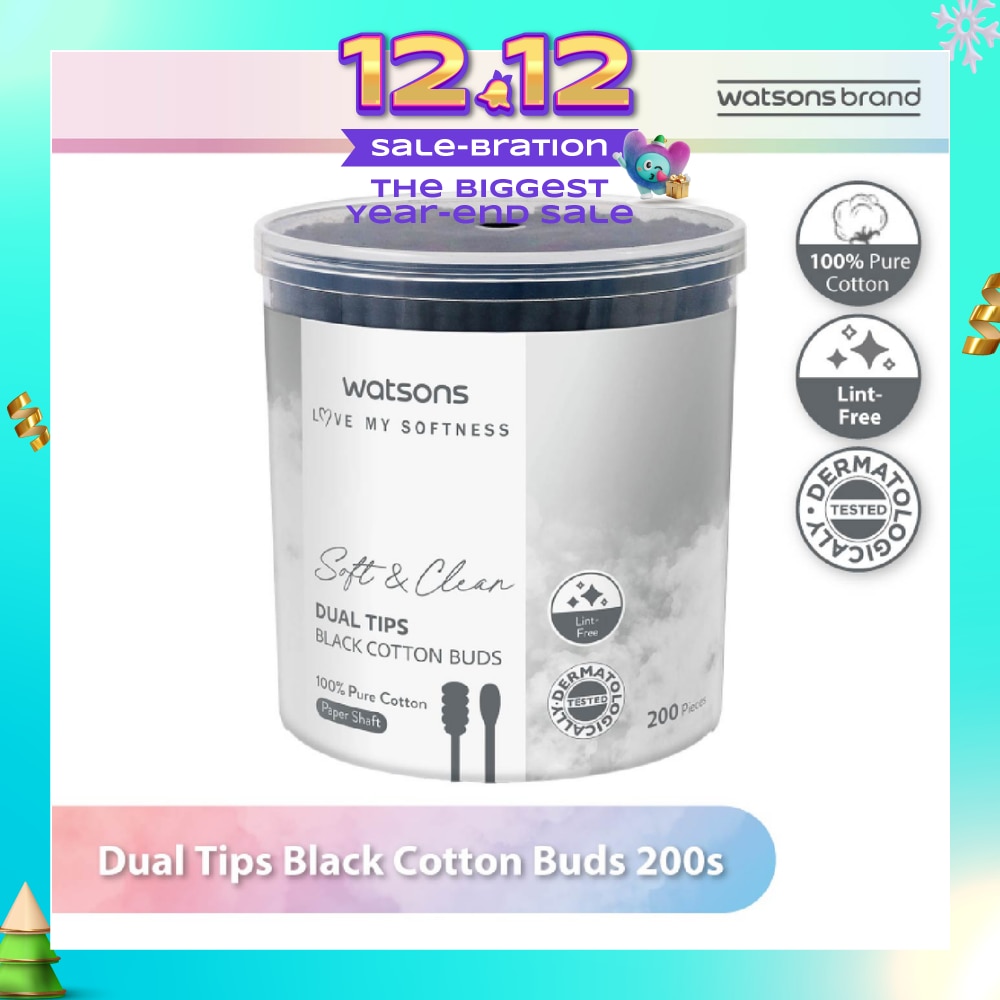 Dual Tips Black Cotton Buds (100% Pure Cotton) 200s