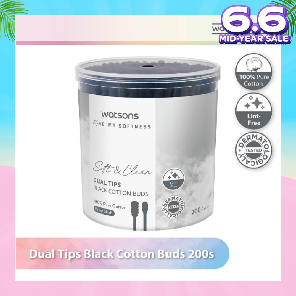 Dual Tips Black Cotton Buds (100% Pure Cotton) 200s