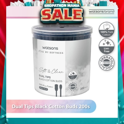 WATSONS - Dual Tips Black Cotton Buds (100% Pure Cotton) 200s