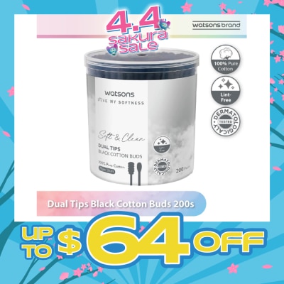 WATSONS - Dual Tips Black Cotton Buds (100% Pure Cotton) 200s