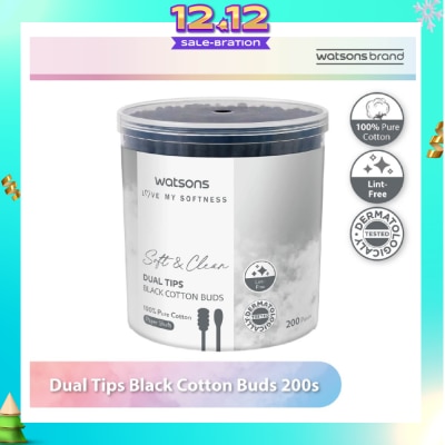 WATSONS Dual Tips Black Cotton Buds (100% Pure Cotton) 200s