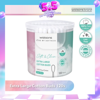 WATSONS - Extra Large Cotton Buds (100% Pure Cotton) 120s