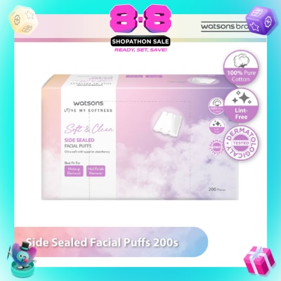 WATSONS - Side Sealed Facial Puffs (100% Pure Cotton) 200s