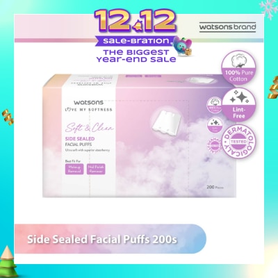 WATSONS Side Sealed Facial Puffs (100% Pure Cotton) 200s