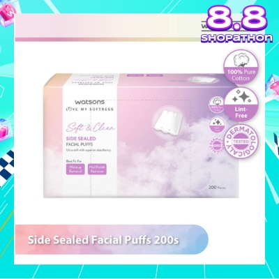 WATSONS Side Sealed Facial Puffs (100% Pure Cotton) 200s