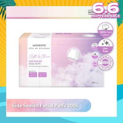 WATSONS Side Sealed Facial Puffs (100% Pure Cotton) 200s
