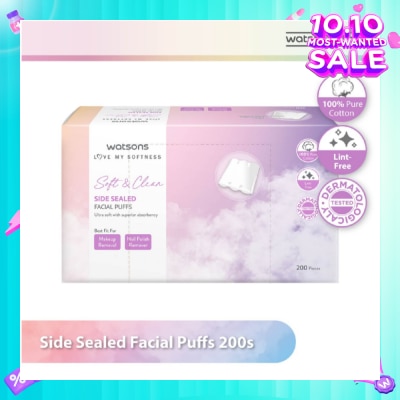 WATSONS Side Sealed Facial Puffs (100% Pure Cotton) 200s