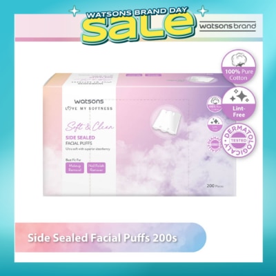 WATSONS - Side Sealed Facial Puffs (100% Pure Cotton) 200s