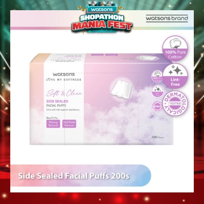 WATSONS - Side Sealed Facial Puffs (100% Pure Cotton) 200s