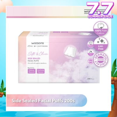 WATSONS Side Sealed Facial Puffs (100% Pure Cotton) 200s
