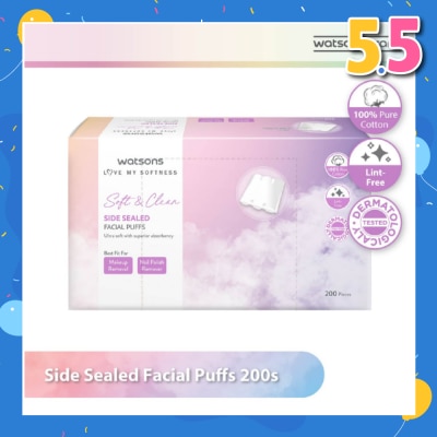 WATSONS Side Sealed Facial Puffs (100% Pure Cotton) 200s