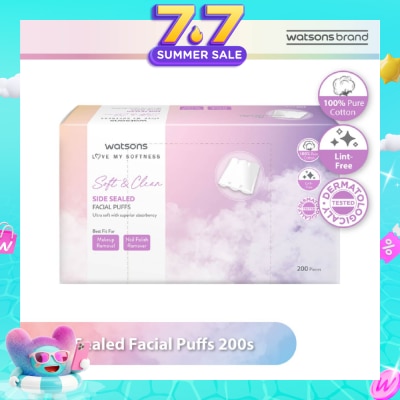 WATSONS - Side Sealed Facial Puffs (100% Pure Cotton) 200s