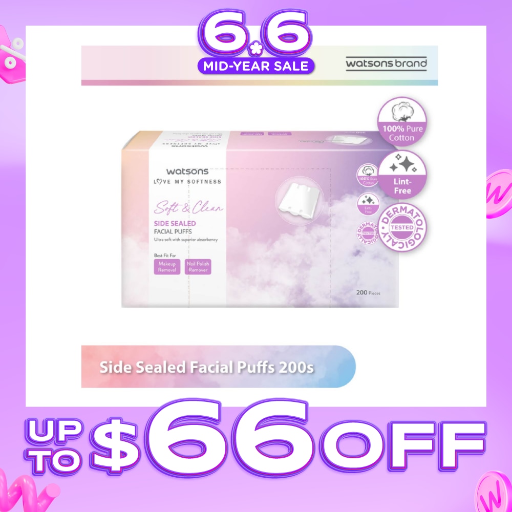 Side Sealed Facial Puffs (100% Pure Cotton) 200s