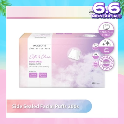 WATSONS Side Sealed Facial Puffs (100% Pure Cotton) 200s