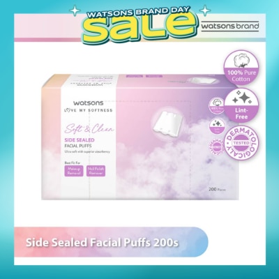 WATSONS - Side Sealed Facial Puffs (100% Pure Cotton) 200s
