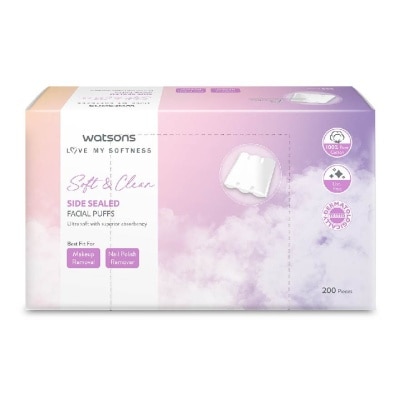 WATSONS Side Sealed Facial Puffs (100% Pure Cotton) 200s