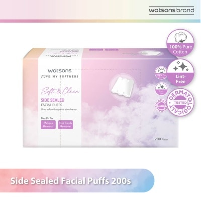 WATSONS Side Sealed Facial Puffs (100% Pure Cotton) 200s