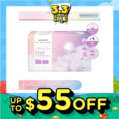 WATSONS Side Sealed Facial Puffs (100% Pure Cotton) 200s