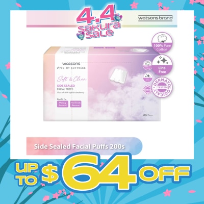 WATSONS - Side Sealed Facial Puffs (100% Pure Cotton) 200s