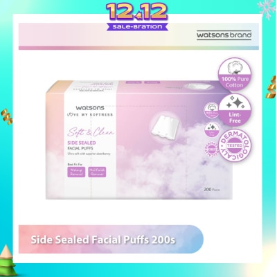 WATSONS Side Sealed Facial Puffs (100% Pure Cotton) 200s