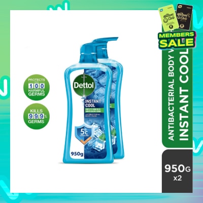 DETTOL Dettol Instant Cool Antibacterial Body Wash Mint & Sea Minerals 950g x 2s