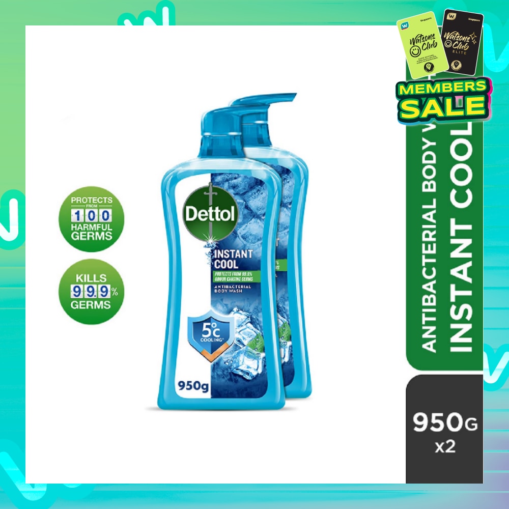 Dettol Instant Cool Antibacterial Body Wash Mint & Sea Minerals 950g x 2s