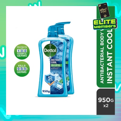 DETTOL Dettol Instant Cool Antibacterial Body Wash Mint & Sea Minerals 950g x 2s