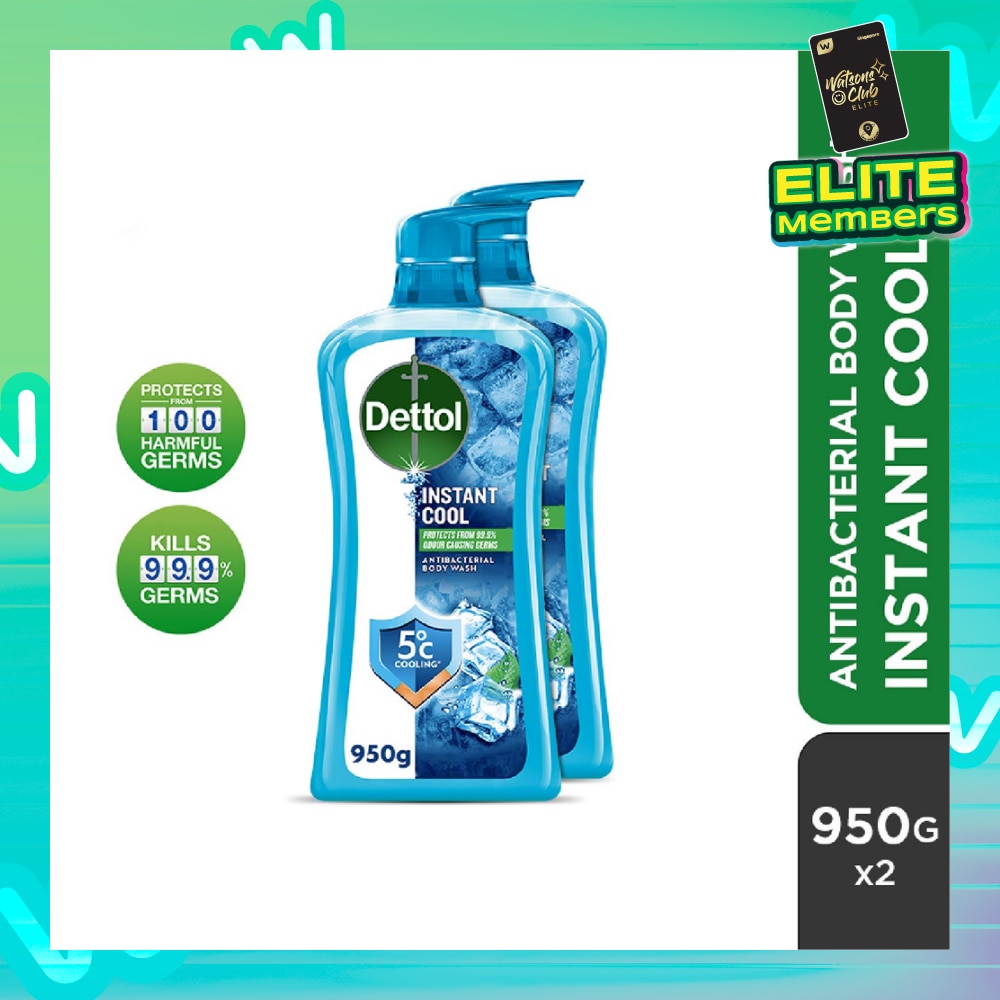 Dettol Instant Cool Antibacterial Body Wash Mint & Sea Minerals 950g x 2s