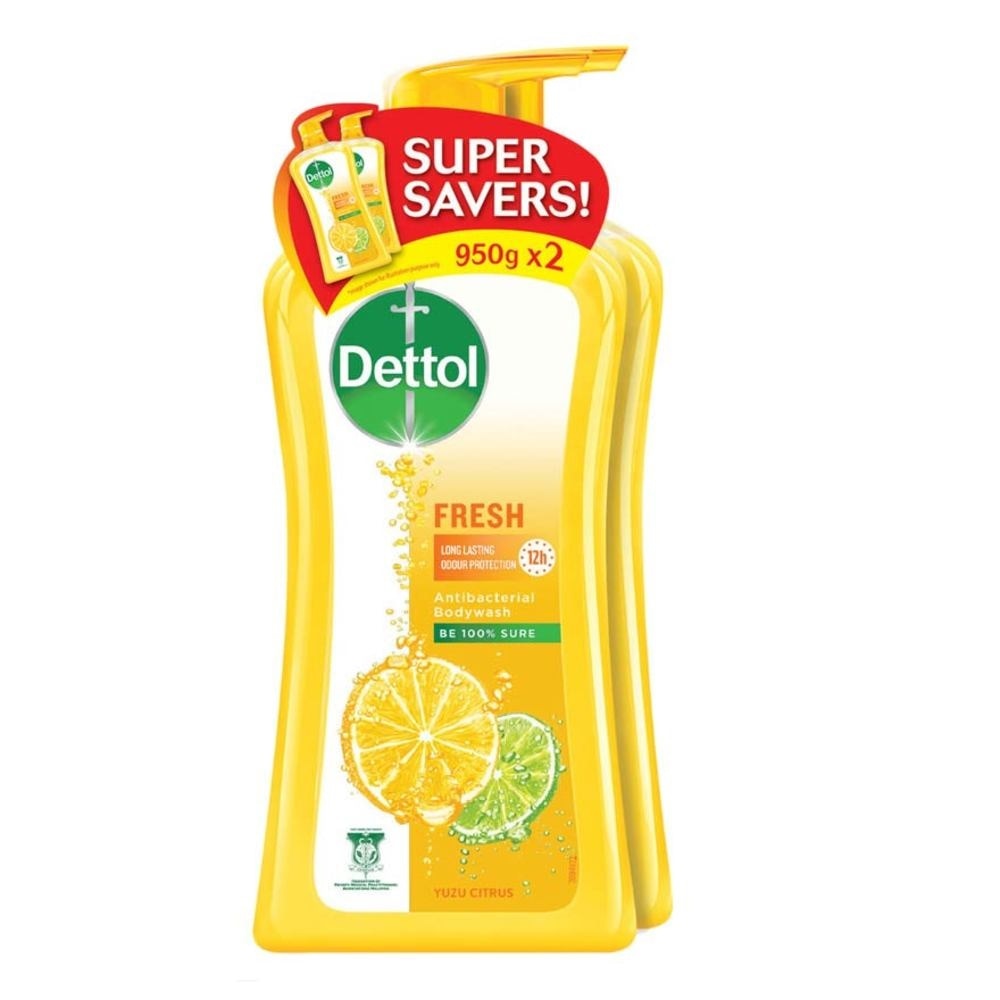 Dettol Fresh Antibacterial (Yuzu Citrus) Bodywash 950ml x 2s