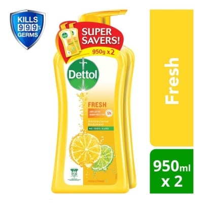 DETTOL Dettol Fresh Antibacterial (Yuzu Citrus) Bodywash 950ml x 2s