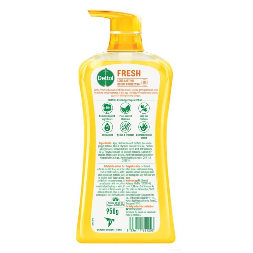 Dettol Fresh Antibacterial (Yuzu Citrus) Bodywash 950ml x 2s