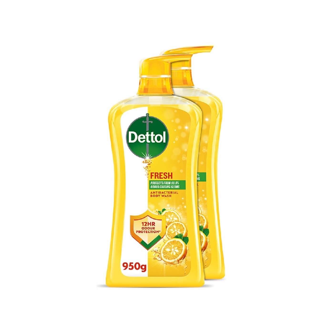 Dettol Fresh Antibacterial Body Wash Yuzu Citrus 950g x 2s