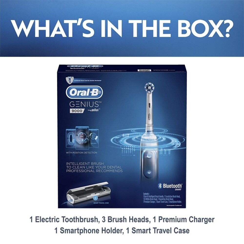 Genius 9000 White Electric Toothbrush Powered by Braun