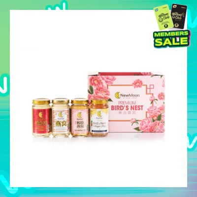 NEW MOON Premium Bird's Nest 150g Gift Packset consists White Fungus & Rock Sugar 3s + White Fungus with American Ginseng & Rock Sugar 3s + Collagen Strips 2s