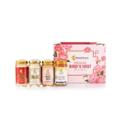 NEW MOON Premium Bird's Nest 150g Gift Packset consists White Fungus & Rock Sugar 3s + White Fungus with American Ginseng & Rock Sugar 3s + Collagen Strips 2s