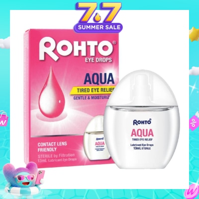 ROHTO EYE DROPS - Eye Drops Aqua (Sterile + Contact Lens Friendly + For Tired Eye) 13ml