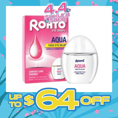 ROHTO EYE DROPS - Eye Drops Aqua (Sterile + Contact Lens Friendly + For Tired Eye) 13ml