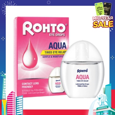 ROHTO EYE DROPS Eye Drops Aqua (Sterile + Contact Lens Friendly + For Tired Eye) 13ml