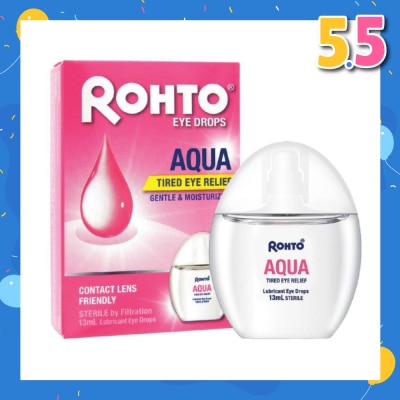 ROHTO EYE DROPS Eye Drops Aqua (Sterile + Contact Lens Friendly + For Tired Eye) 13ml