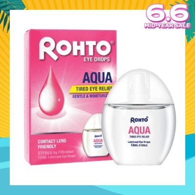 ROHTO EYE DROPS Eye Drops Aqua (Sterile + Contact Lens Friendly + For Tired Eye) 13ml
