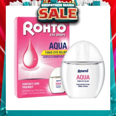 ROHTO EYE DROPS - Eye Drops Aqua (Sterile + Contact Lens Friendly + For Tired Eye) 13ml