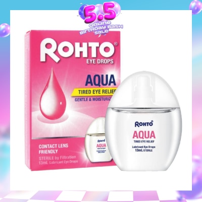 ROHTO EYE DROPS - Eye Drops Aqua (Sterile + Contact Lens Friendly + For Tired Eye) 13ml