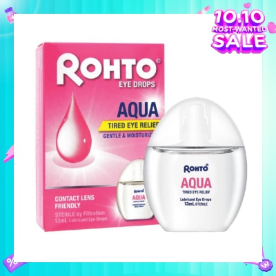 ROHTO EYE DROPS Eye Drops Aqua (Sterile + Contact Lens Friendly + For Tired Eye) 13ml