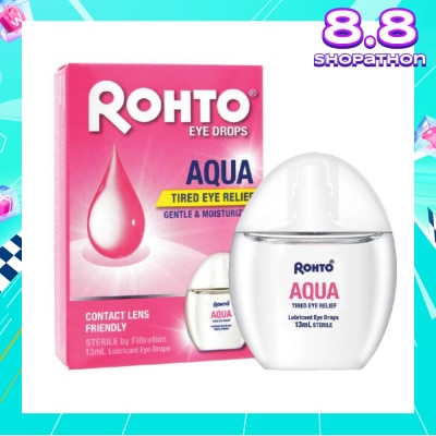 ROHTO EYE DROPS Eye Drops Aqua (Sterile + Contact Lens Friendly + For Tired Eye) 13ml