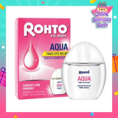 ROHTO EYE DROPS Eye Drops Aqua (Sterile + Contact Lens Friendly + For Tired Eye) 13ml