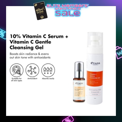 EVANS Dermalogical 10% Vitamin C Topical Serum 30ml + Vitamin C Gentle Cleansing Gel 100ml