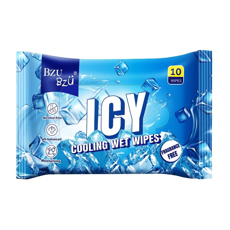 Cooling Wet Wipes (Fragrance Free, No Alcohol) 10s