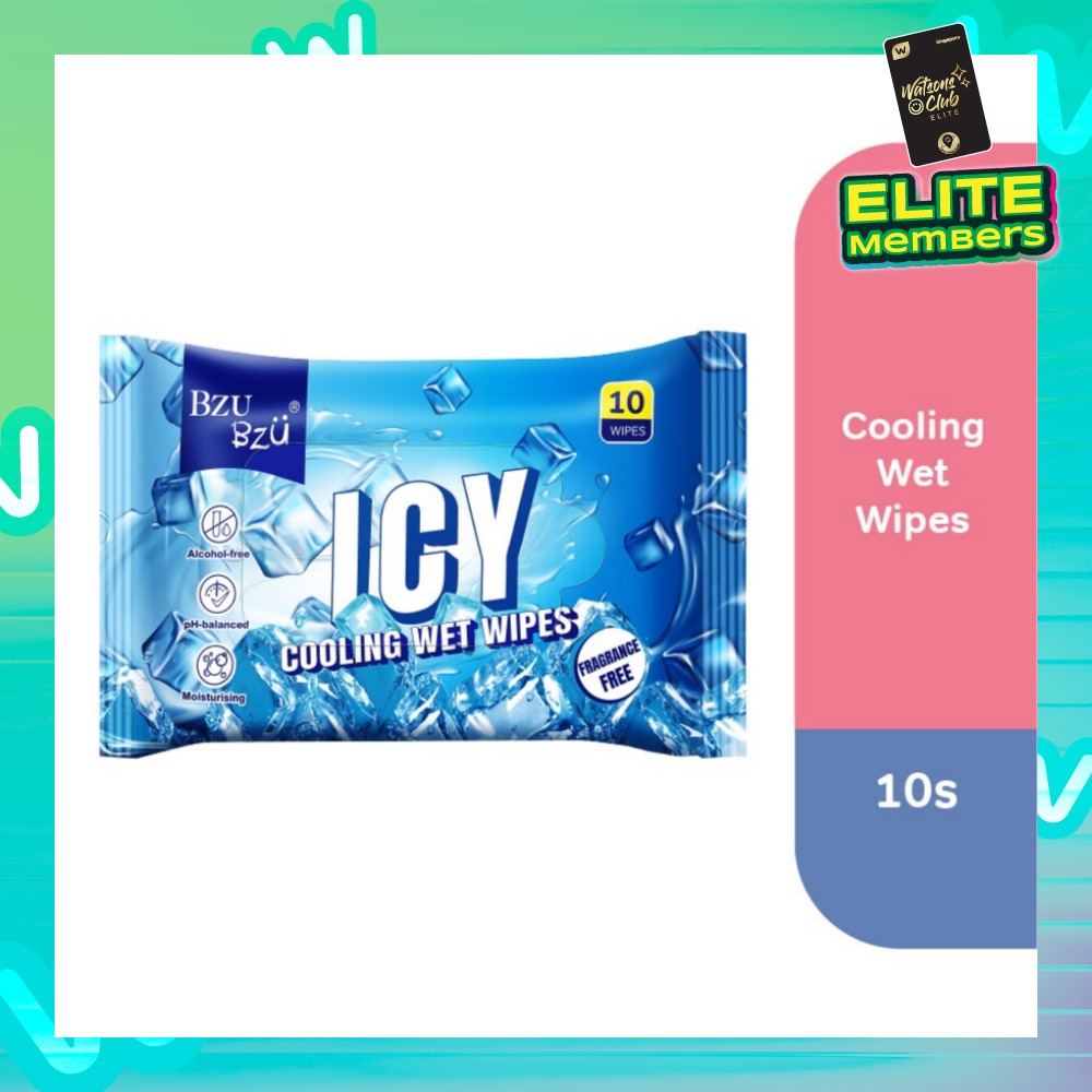 Cooling Wet Wipes (Fragrance Free, No Alcohol) 10s