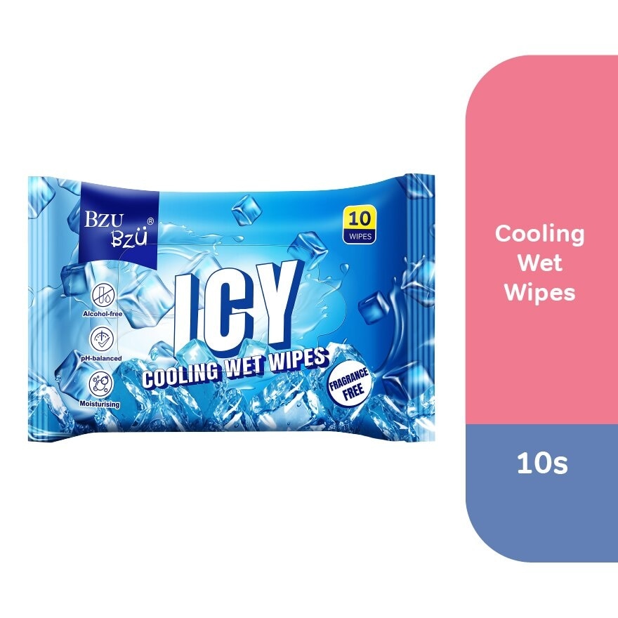 Cooling Wet Wipes (Fragrance Free, No Alcohol) 10s